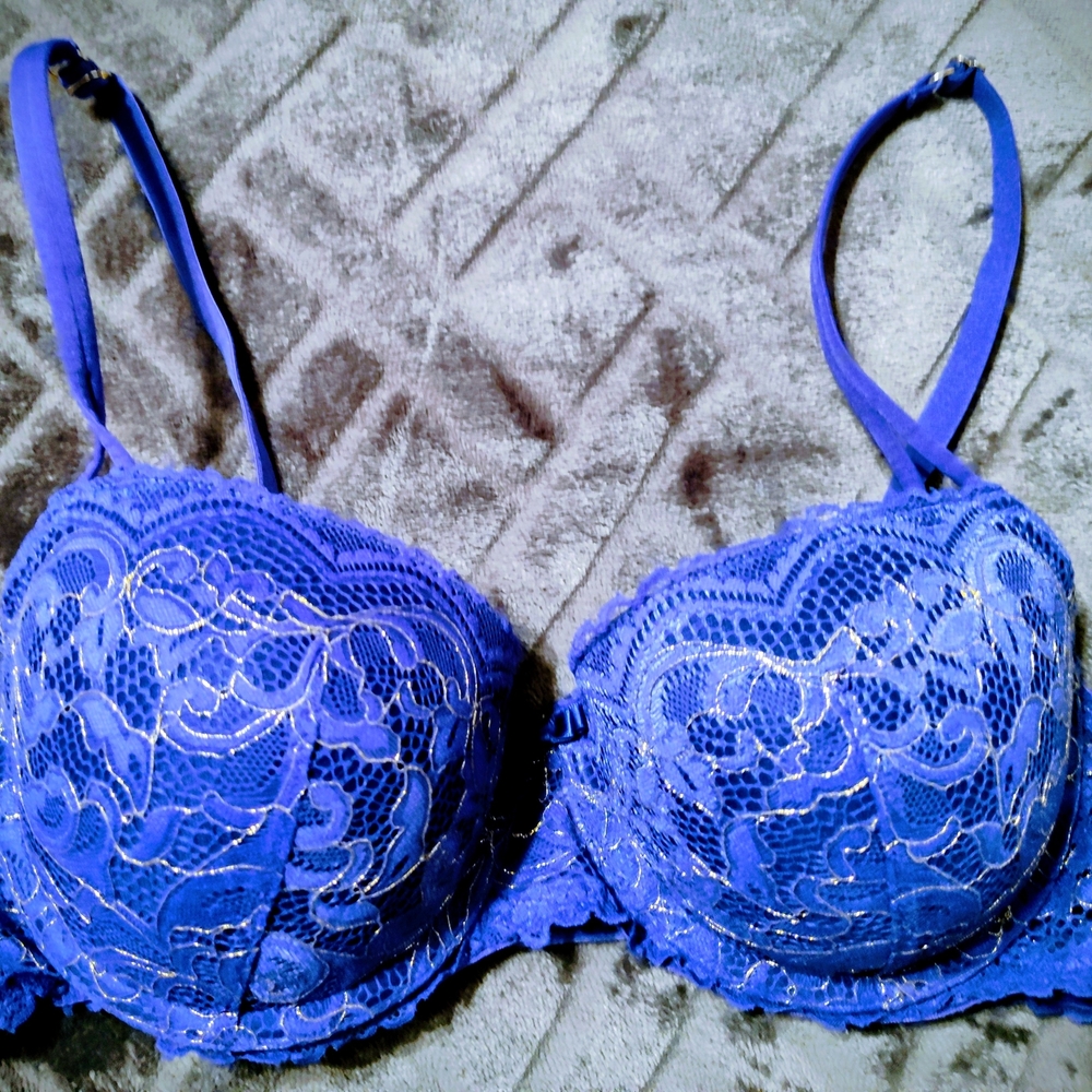 Gilligan & O'Malley Vibrant Purple Shimmer Lace Push Up Bra
